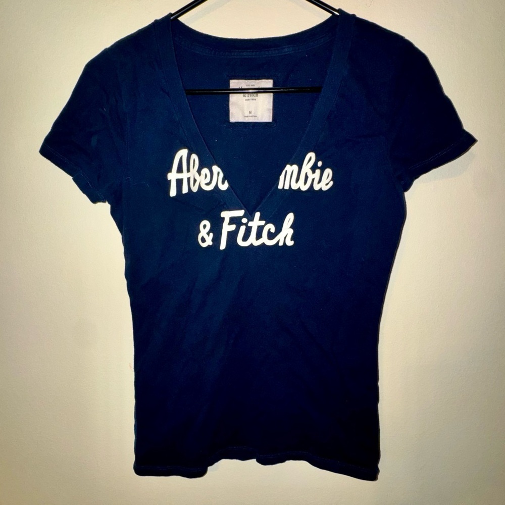Abercrombie & Fitch Dark Blue V-Neck Tee